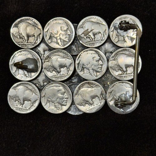 ๐WOW๐123.42 GRAMS Vtg 1900 Morgan Silver Dollar & Buffalo Nickel Belt Buckle - Picture 2 of 9