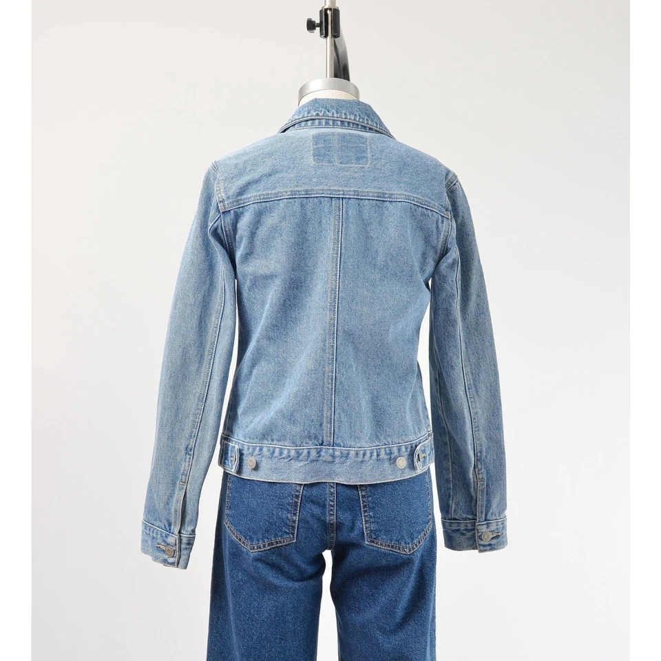 Chaqueta vaquera Guess vintage años 90 ajustada corta camionero lavado claro chaqueta de mezclilla XS Foto 4 de 4