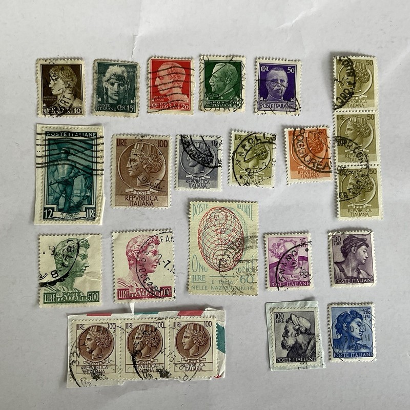 23 Italy stamps~1929-1968~St George~Michelangelo~Sistine Chapel~Italia~3D globe
