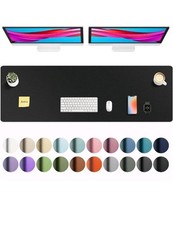 Aothia Faux Leather Desk Mat - Non-Slip PU Leather Desk Blotter, Waterproof Writ