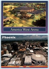 2 Postcards AMERICA WEST ARENA, AZ~ Basketball NBA PHOENIX SUNS Night/Day 4