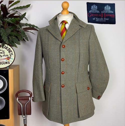 Gieves & Hawkes, Gieves & Hawkes Savile Row Tweed Norfolk Half Belted Shooting Hacking Jacket 38R