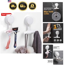 Razor Holder for Shower 2 Pack, Powerful Suction Cup Shower Hooks for Towel, ...