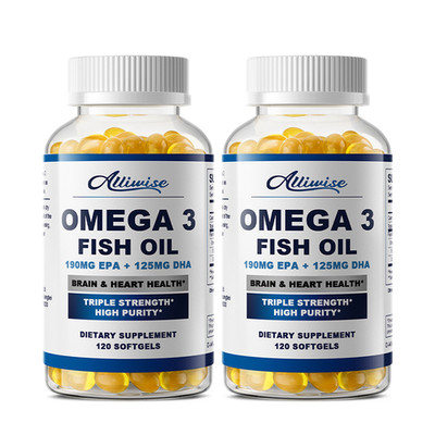 2x Omega 3 Fish Oil Softgels Triple Strength EPA & DHA Essential Fatty Acids