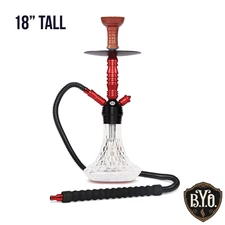 Red Hookah Set - 18" Crystal by BYO Hookahs Shisha 1 Hose