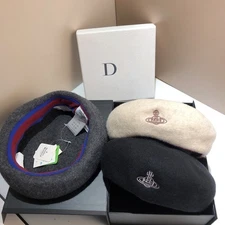 Vivienne Westwood Beret hat Cap Black Orb Embroidery Wool Ladies S〜M