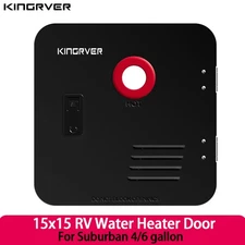 KINGRVER RV Water Heater Black Door 15 x 15 Inches For 4/6 Gallon Suburban
