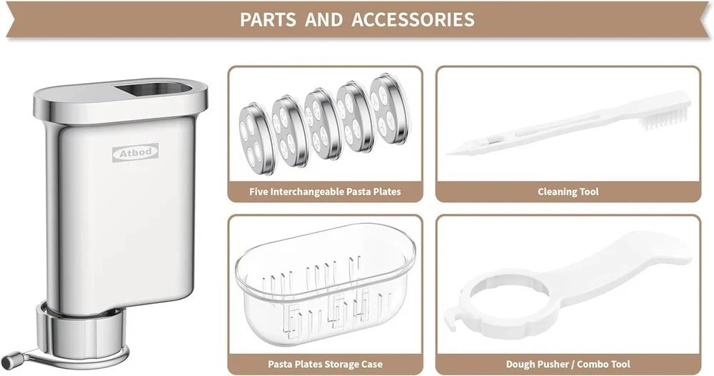 Metal Gourmet Pasta Press Attachment for Kitchenaid Stand Mixer, Pasta Maker Att