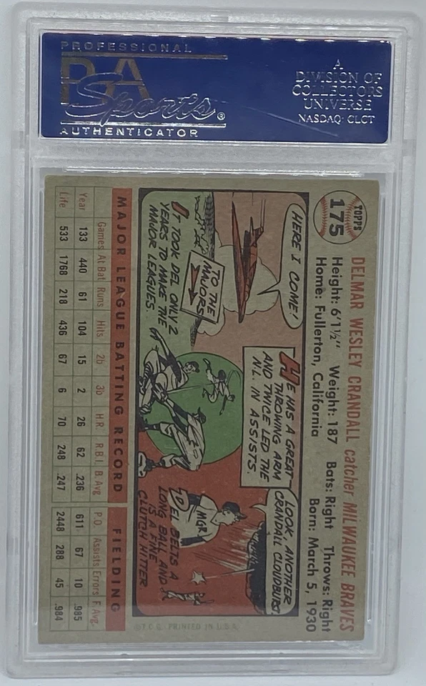 1956 Topps Del Crandall #175 PSA 6 - Image 2 of 2