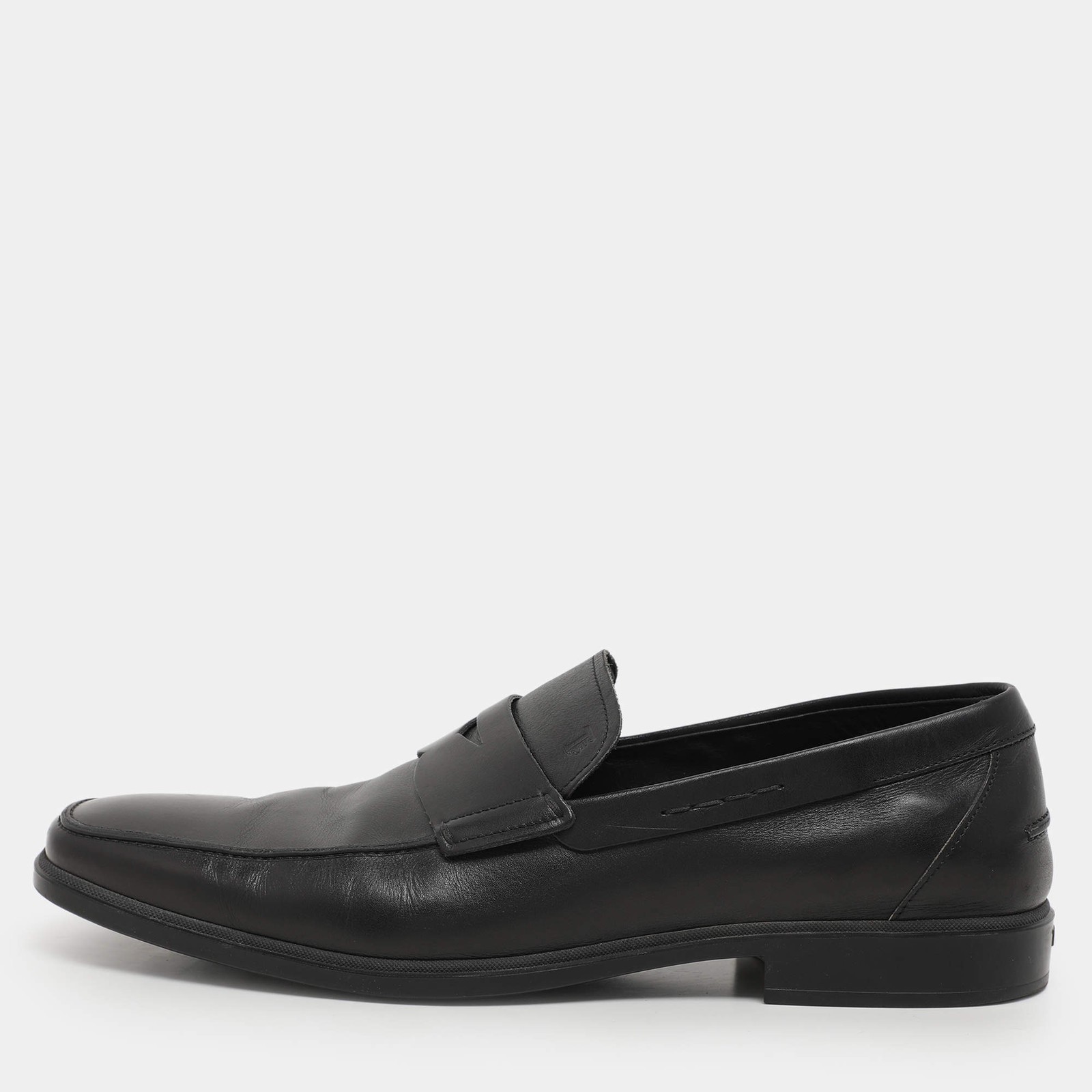 Tods Black Leather Penny Loafers Size 455