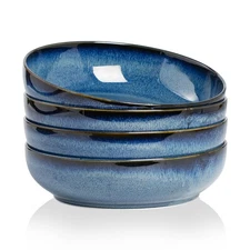 30oz Pasta Salad Serving Bowls Set of 4 Large 8in Ceramic Bowls