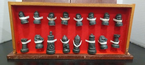 Antique Japanese Chess Set Folding Board Game Case Vtg Asian Chinese. - Picture 8 of 18