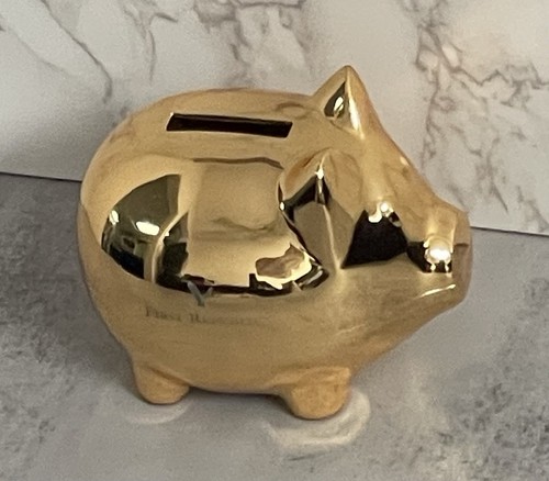 Gold First Republic Bank Piggy Bank With Box 5 Inches
