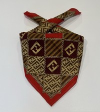 FENDI Handkerchief Vintage Design FF Women Bandana Scarf Cotton Pocket Square19  