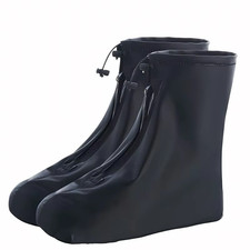 Black Waterproof Shoe Covers PVC Non-Slip Rain Boot Protectors L 39-40