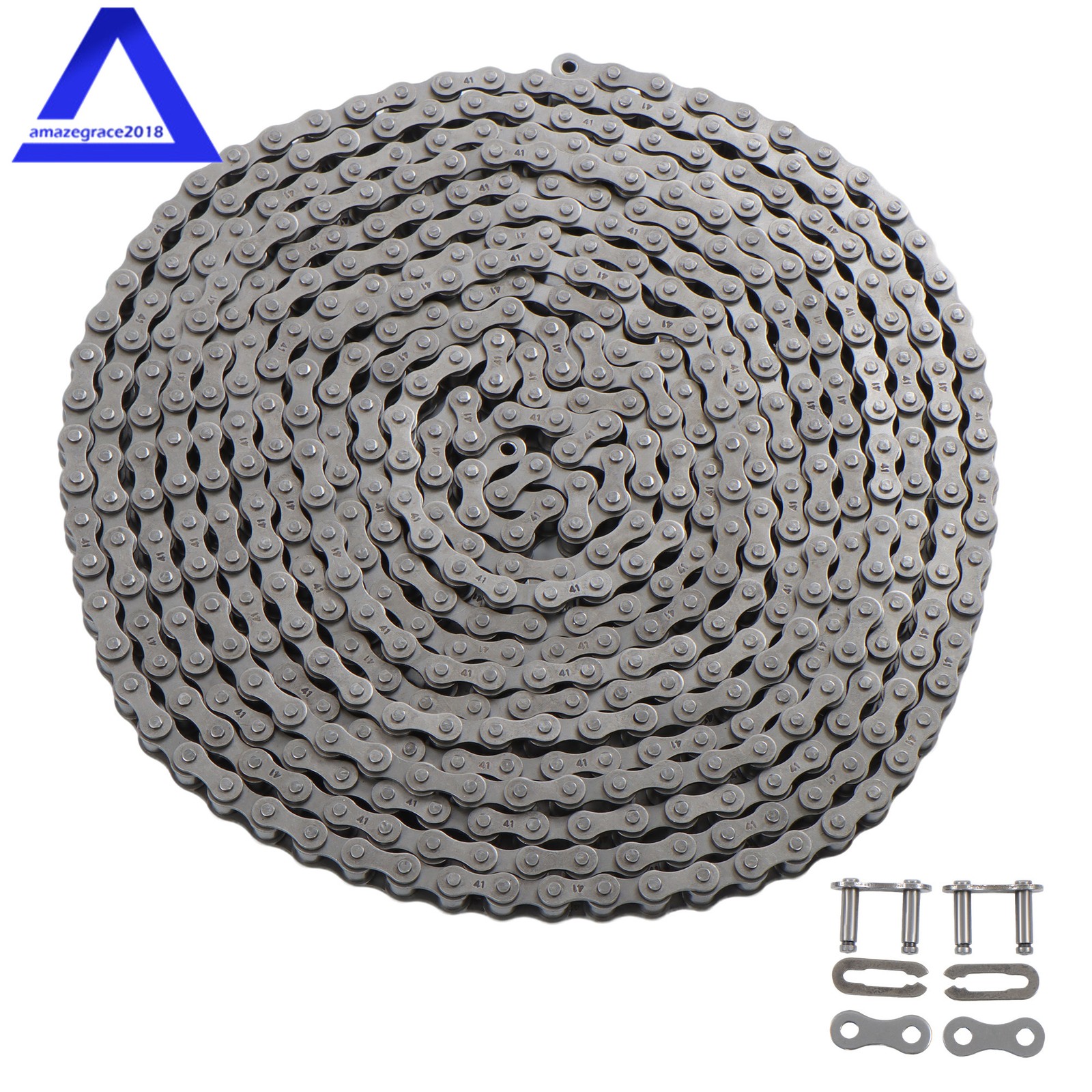 #41 Heavy Duty Roller Chain - 20 Feet + 2 Connecting Links 1/2 In Chain Pitch