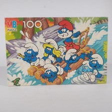 Smurfs Jigsaw Puzzle 100 Piece Vintage 1983 Complete River Rafting