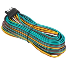 35FT Trailer Wiring Harness Kit, 4 Wire, Color Coded Wishbone Style, 42" Grou...