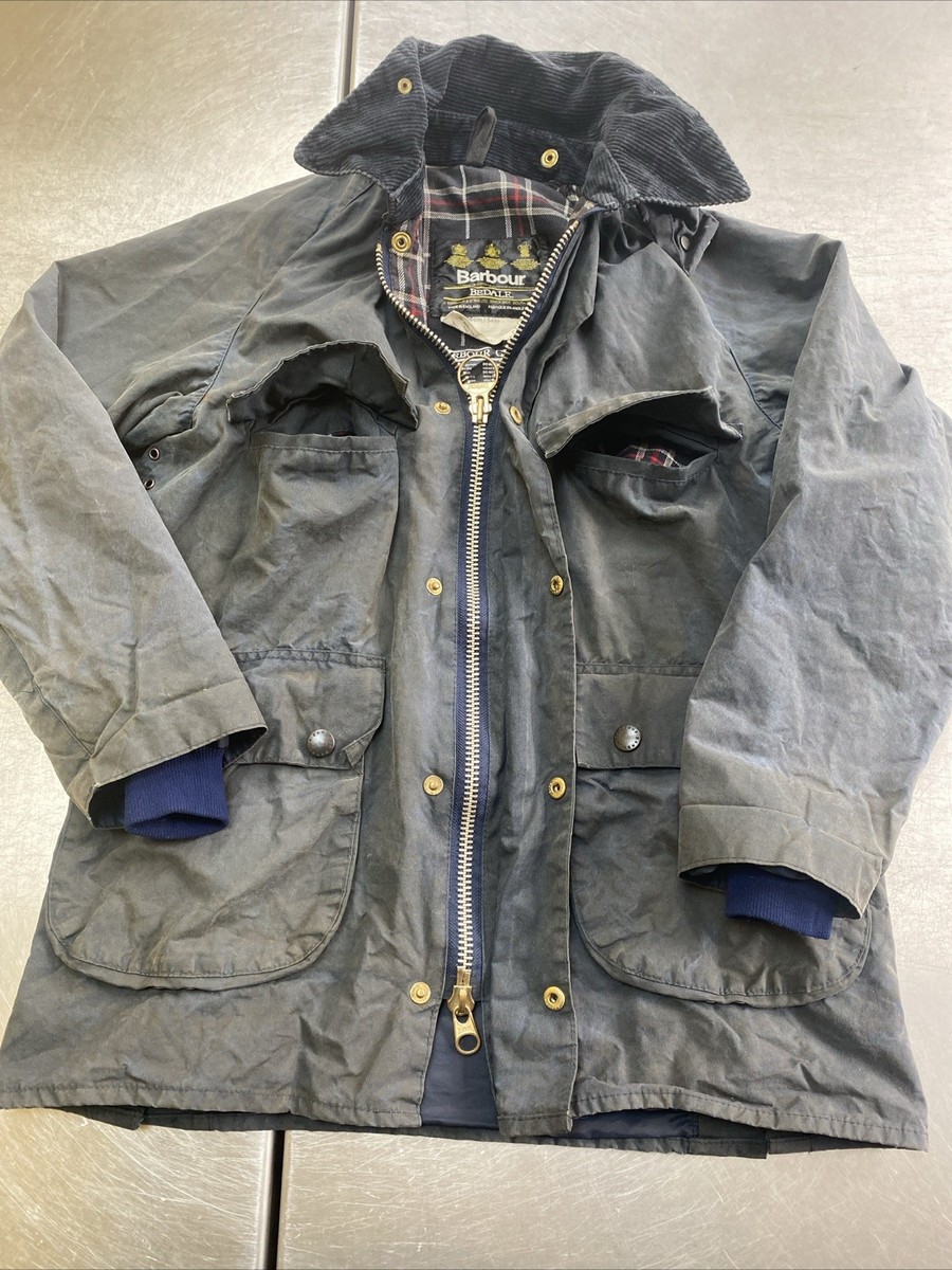 80s Vintage Barbour Bedale C34 Mens S (40in Chest) Blue