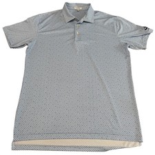 Peter Millar Summer Comfort Men's XL Polo Shirt Blue White Geometric Cocktail