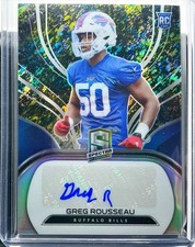 2021 Spectra Greg Rousseau Rookie Auto Neon Splatter /8 #256 Buffalo Bills SSP