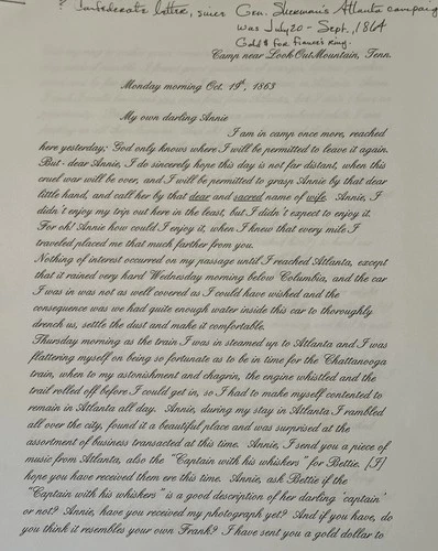 Civil War Letter, To My Darling Annie, 4 Pages Sending 1 Gold $ For Ring