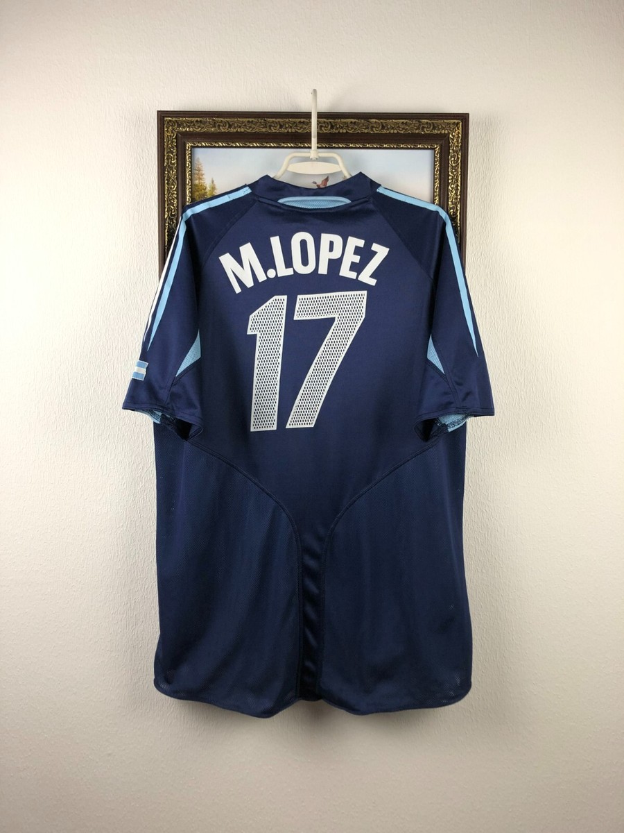 Argentina Away football shirt 2003 Soccer Adidas #17 M. Lopez
