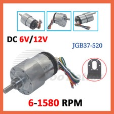 DC 6V/12V High Torque GearBox Electric Gear Motor Encoder 6-1580RPM JGB37-520
