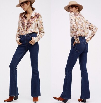 Free People Women s High Rise Flared Jeans NWT Mallison Blue Sz 27, 28