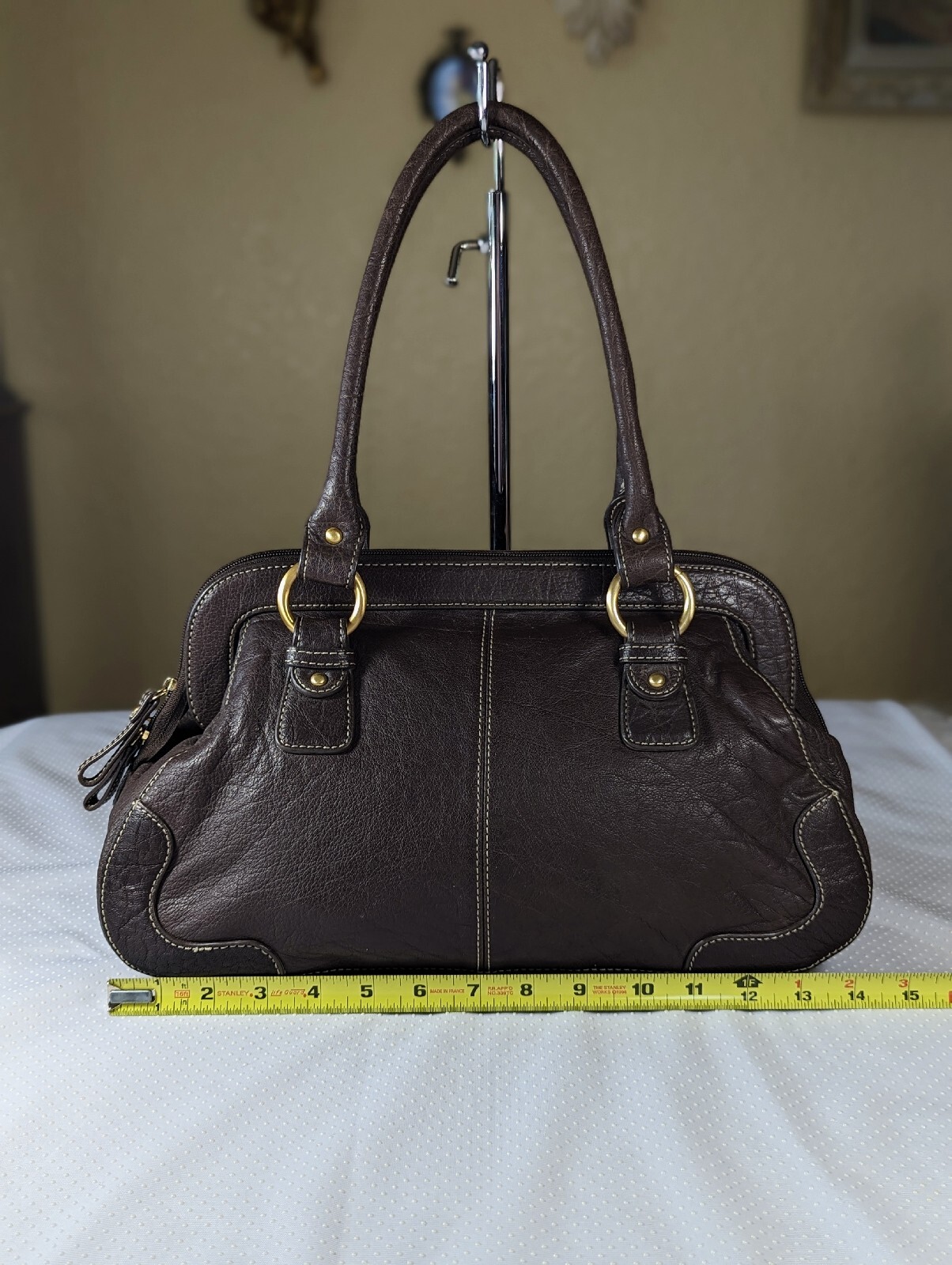 Vintage The Sak Brown Leather Satchel Bag Purse Gem