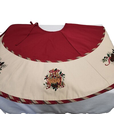 Vintage Embroidered Longaberger Christmas Tree Skirt -Nature s Garland-Large 21''
