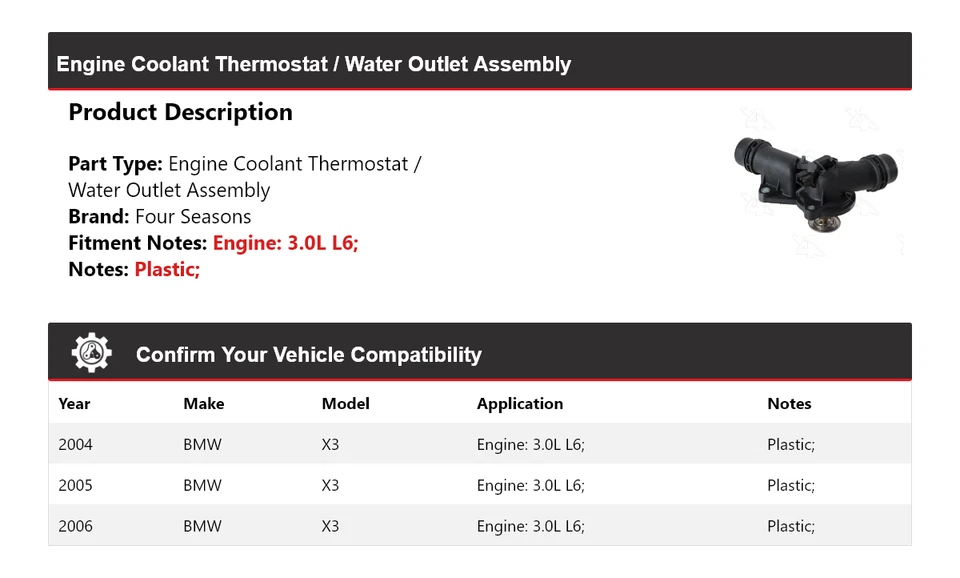 Conjunto de termostato/salida de agua para motor BMW X3 2004-2006 4 estaciones Foto 2 de 4
