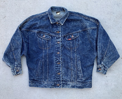 Vtg Lee Denim Trucker Jacket Acid Stone Wash PATD 153438 Sz Small USA UNION MADE