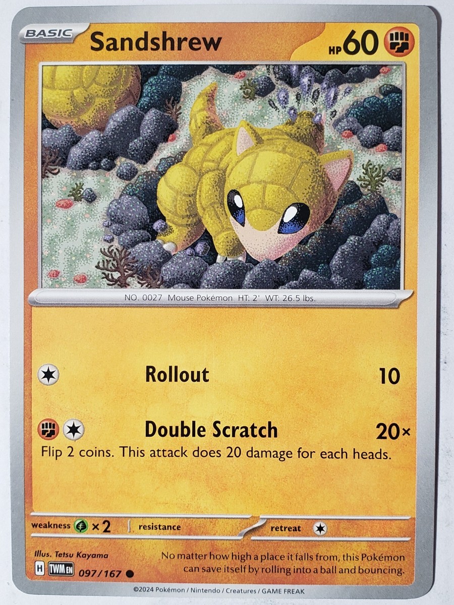 Sandshrew 097/167 NM / M - Twilight Masquerade Pokemon Card $2 Combined Shipping | eBay Sandshrew 097/167 NM / M - Twilight Masquerade Pokemon Card $2 Combined Shipping | eBay