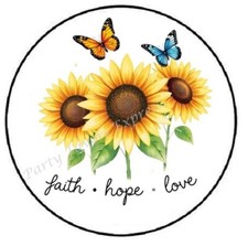 FAITH HOPE LOVE SUNFLOWERS ENVELOPE SEALS LABELS STICKERS PARTY FAVORS