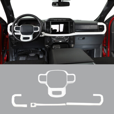 Center Console Cover Strips+Steering Wheel Trim Kit For Ford F150 2021+ White