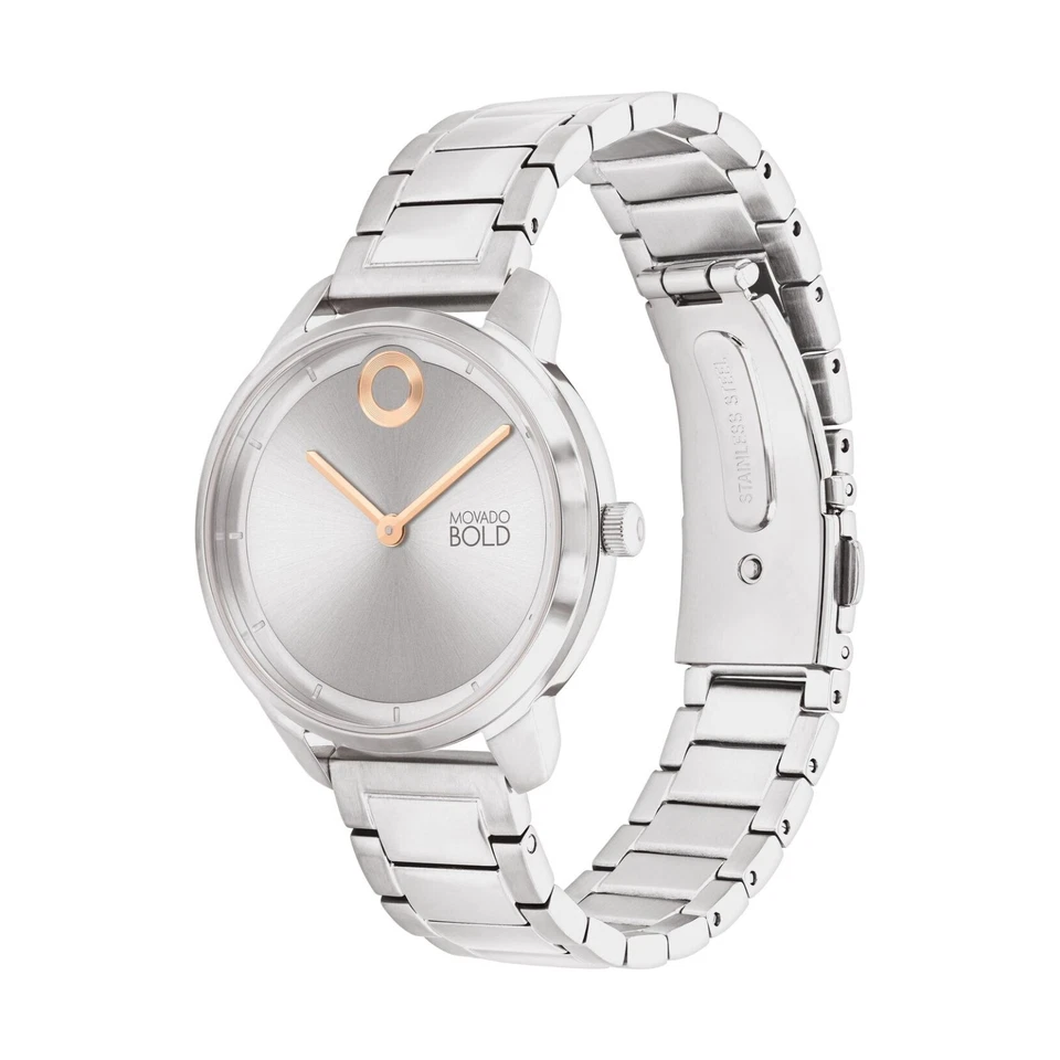 MOVADO BOLD TREND ELEMENT 3600975 SILVER DIAL SILVER STAINLESS WOMENS WATCH - Image 2 of 4