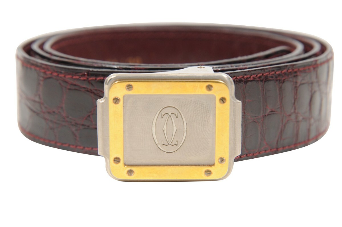 Cartier純正alligatorマット仕上げ革ベルト Genuine CARTIER Alligator Leather Watch Wristband Strap