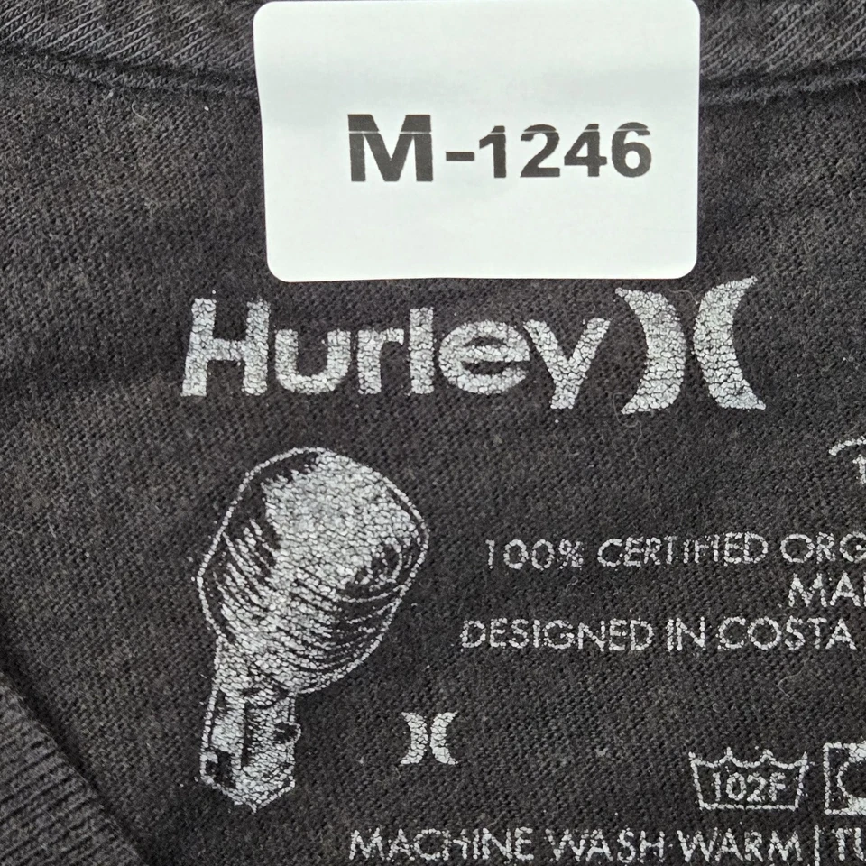 Hurley Men Shirt XL Black Geometric Short Sleeve Logo Graphic Organic Cotton - Imagem 2 de 4