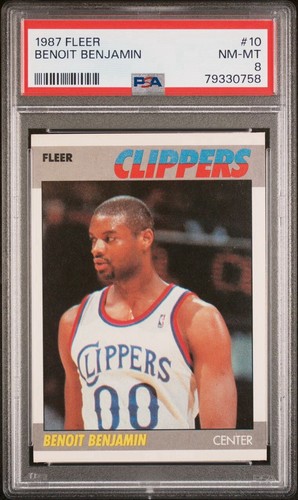 1987 FLEER #10 BENOIT BENJAMIN CLIPPERS PSA 8