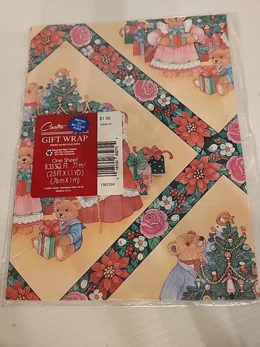 Vintage Christmas Wrapping Paper Sheets Carrington Teddy Bears Santa Full Sheets - Picture 6 of 7