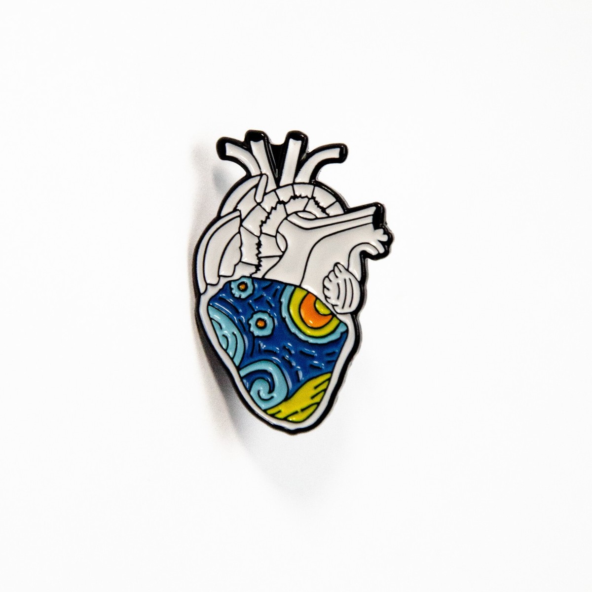 Van Gogh Starry Night Art Human Anatomical Heart Metal Pin Gift