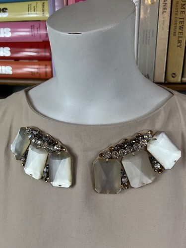 Nuevo Vestido Dorothee Schumacher Damas Talla 2 UK 8 US 4 Cóctel Beige Adornado - Imagen 5 de 18