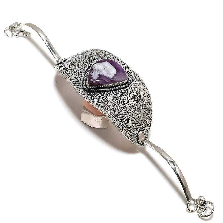 VALENTINO Bracciale in argento sterling 925 pietra preziosa ametista salvia naturale regolabile H272