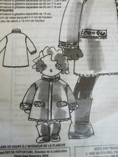 T19 PATRON POUPEE EMILIE  MODES & TRAVAUX MANTEAU ELEGANT DECEMBRE  2004