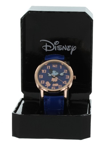 Vintage style Mickey Mouse watch Rose gold tone blue band easy to read - Picture 3 of 4