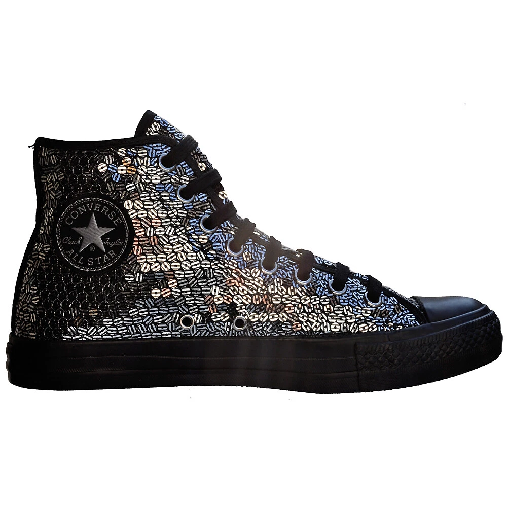 Converse EU 36 UK 3 5 Chucks paillettes argento nero Chuck Taylor All Star