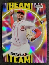 2022 Topps Stadium Club Chrome Hunter Greene RC BEAM TEAM REFRACTOR card Reds