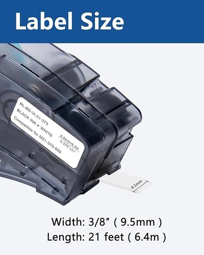 2X Label Cartridge Compatible for Brady M21-375-595 3/4'' Vinyl Black/White 21' - Picture 4 of 23