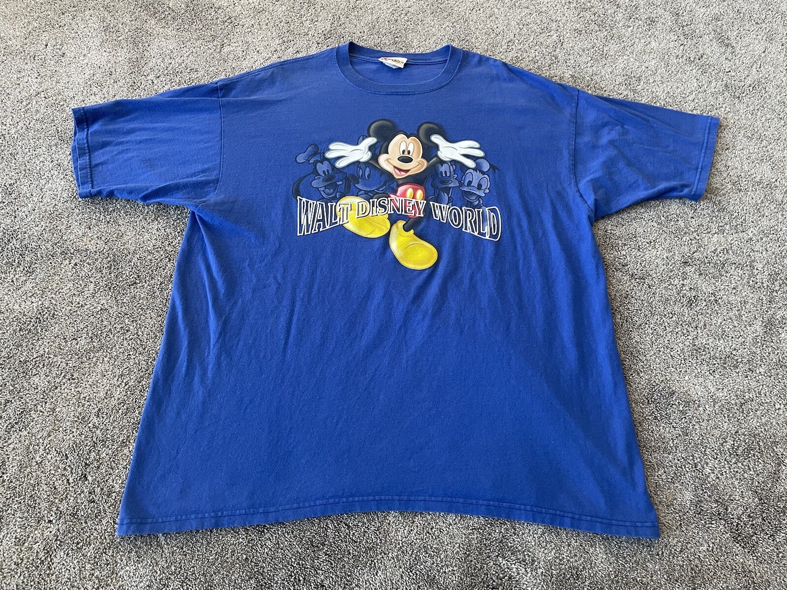 Vintage Mickey Mouse Shirt Mens XL Blue Walt Disney World USA Goofy Donald Duck